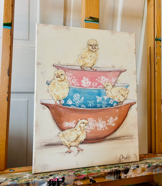 Pyrex Chicks Canvas Print