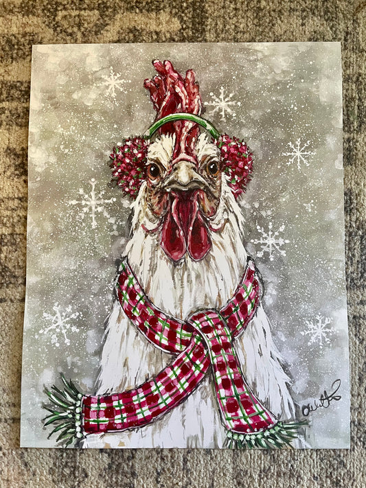 Christmas Chicken Paper Print 11x14