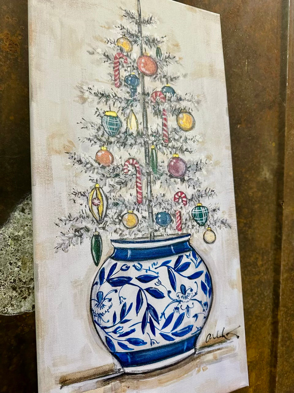 Tinsel in Blue Canvas Print 10x20