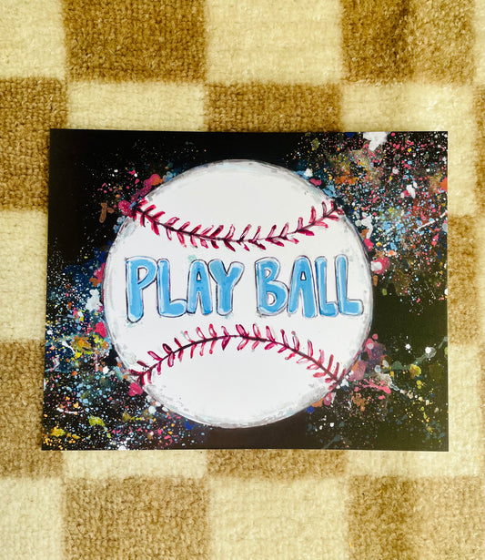 Play Ball Black 8x10 Paper Print