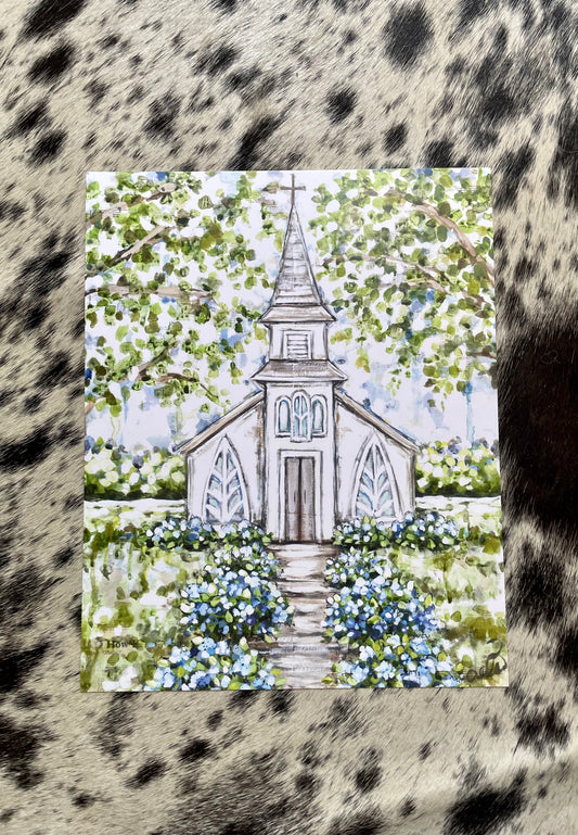 Little Blue Church 8x10 Paper Print