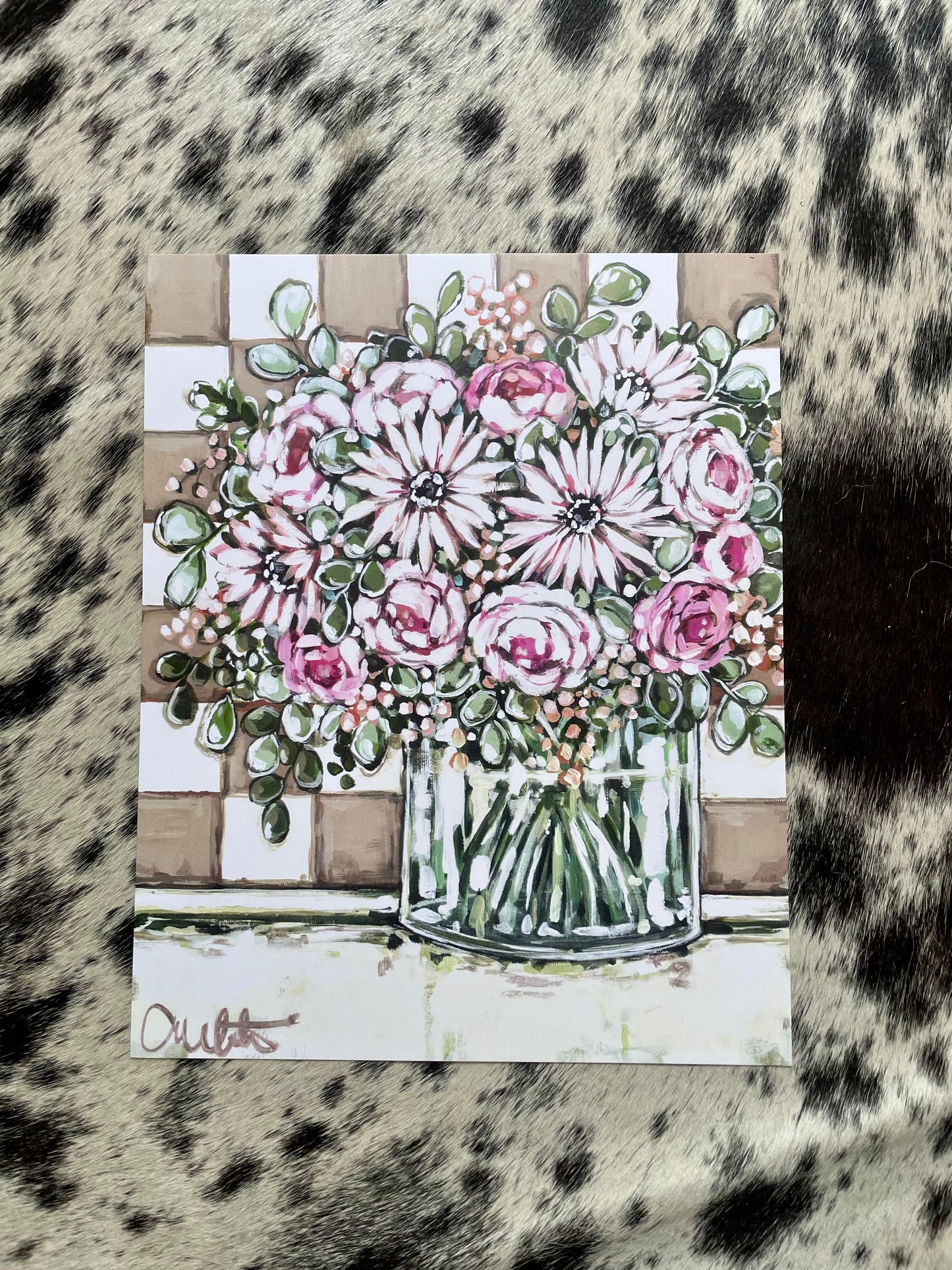 Checkered Floral 11x14 Paper Print