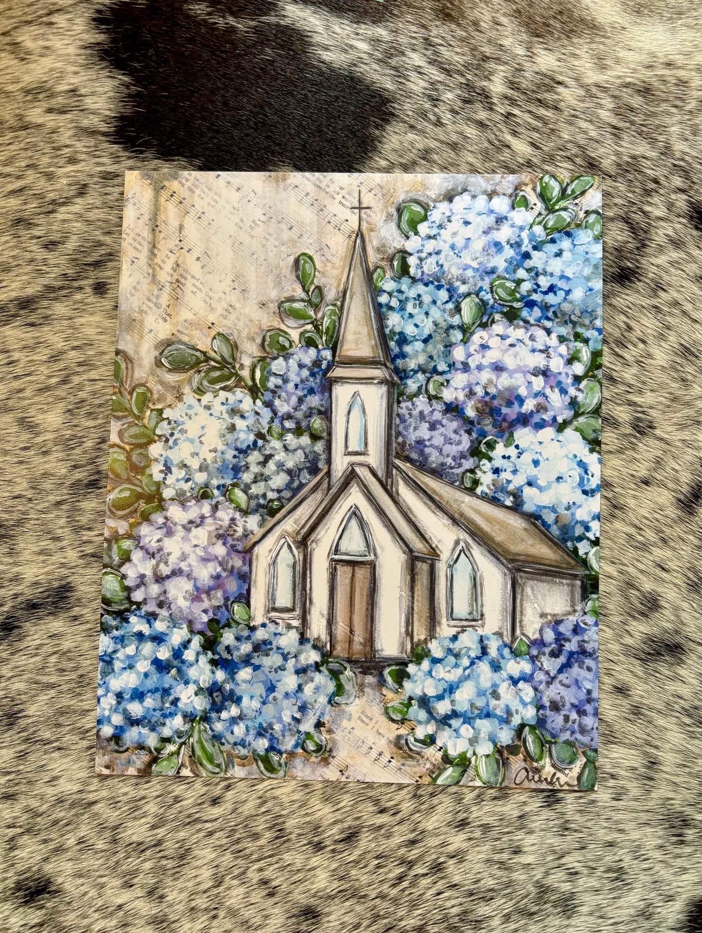 Hydrangea Church 8x10 Paper Print