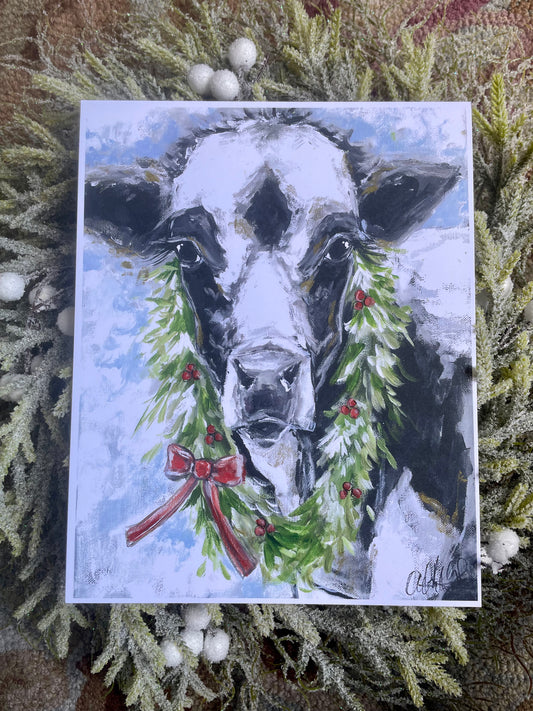 Holstein Christmas Paper Print 11x14