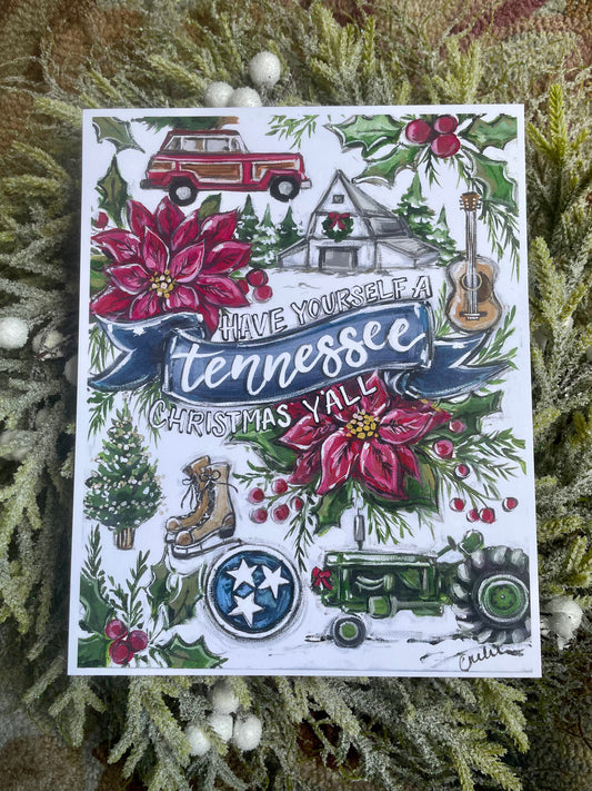 Tennessee Christmas Paper Print 11x14