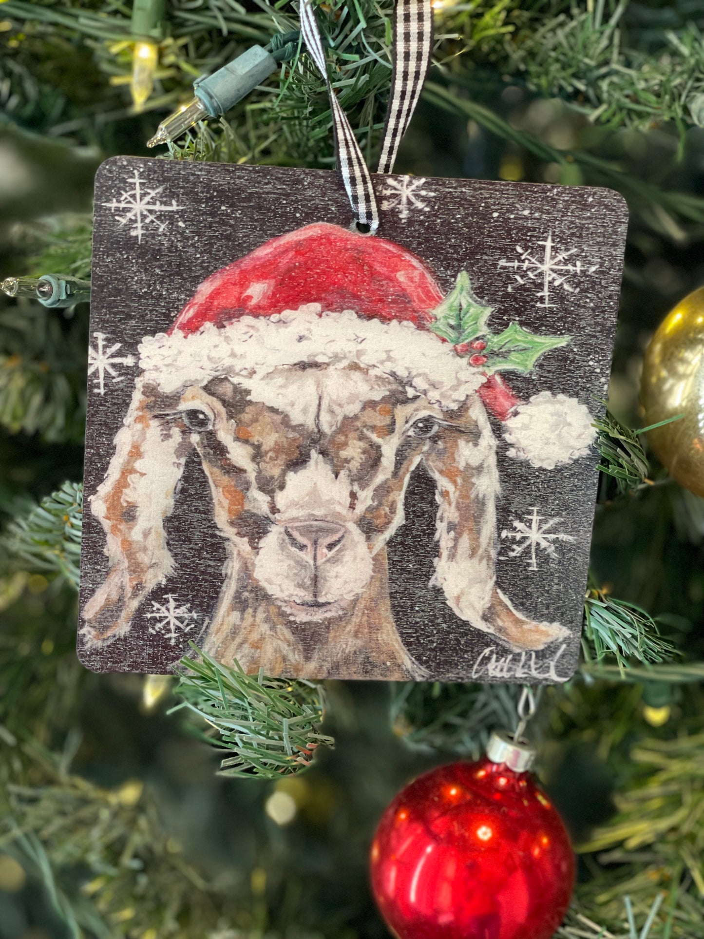 Christmas Goat Ornament