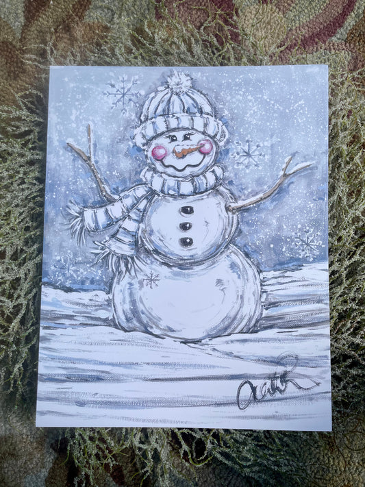 Snowman Paper Print 8x10