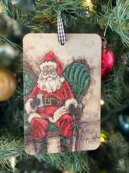 Green Sofa Santa Ornament