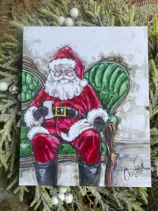 Green Sofa Santa Paper Print 8x10