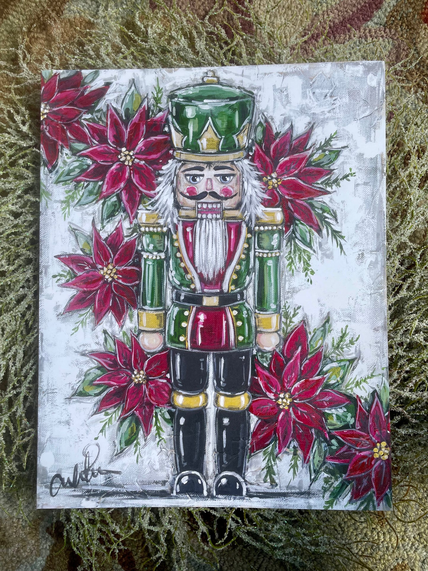 Poinsettia Nutcracker Paper Print 8x10