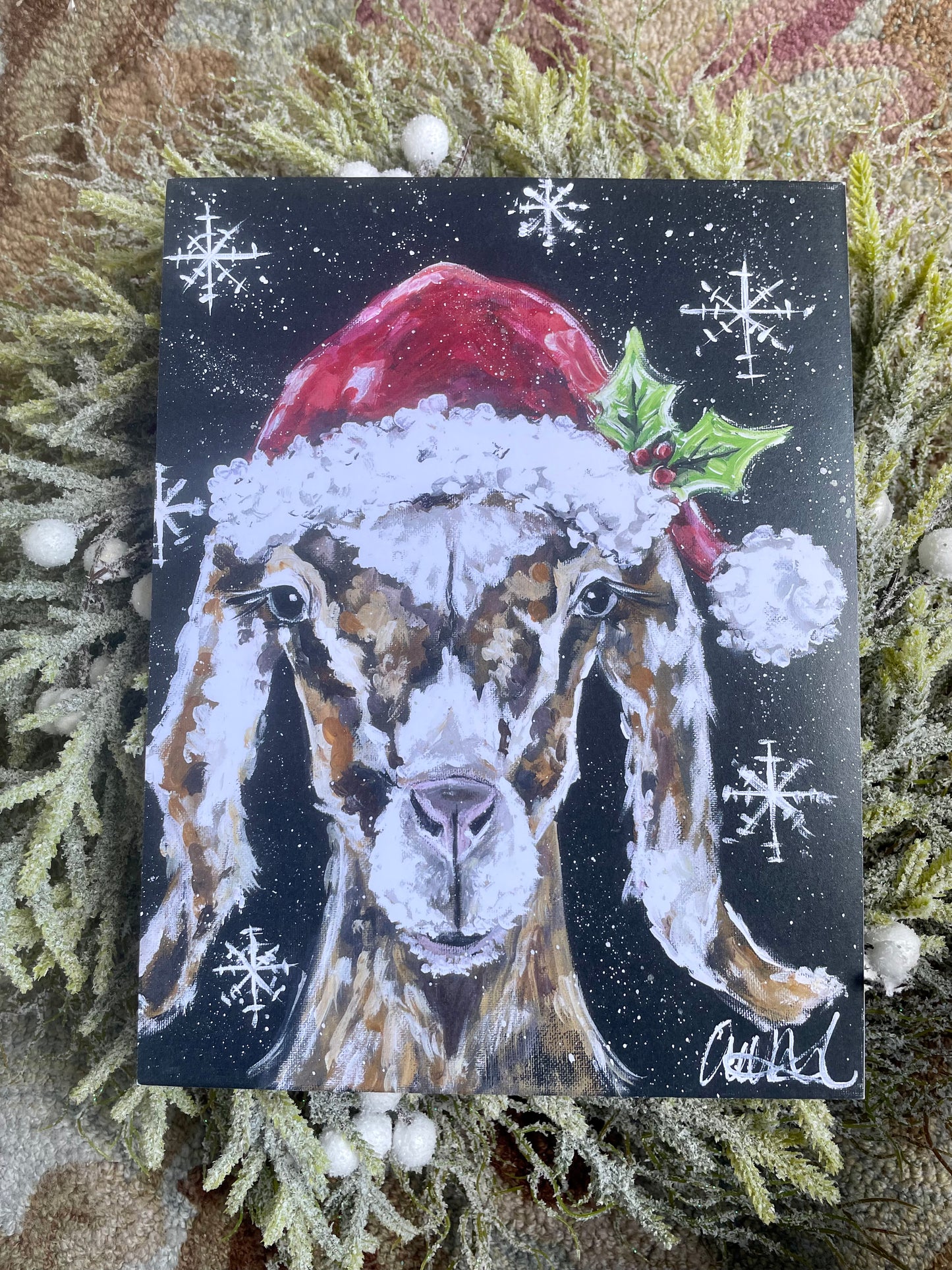 Christmas Goat Paper Print 11x14