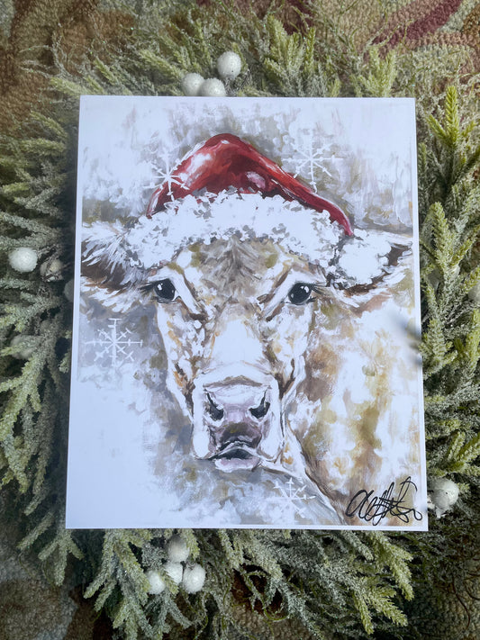 Santa Cow Paper Print 11x14