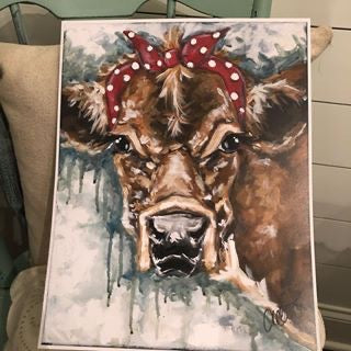 Brown Bandana Cow Paper Print 11x14