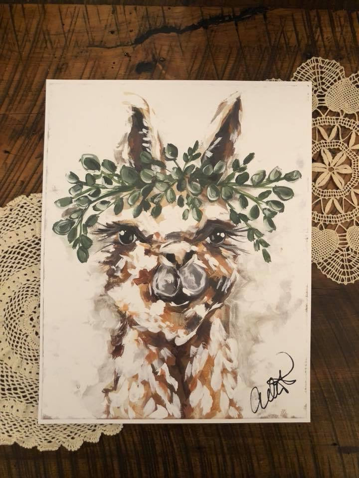 Buttercup the Llama Paper Print 11x14