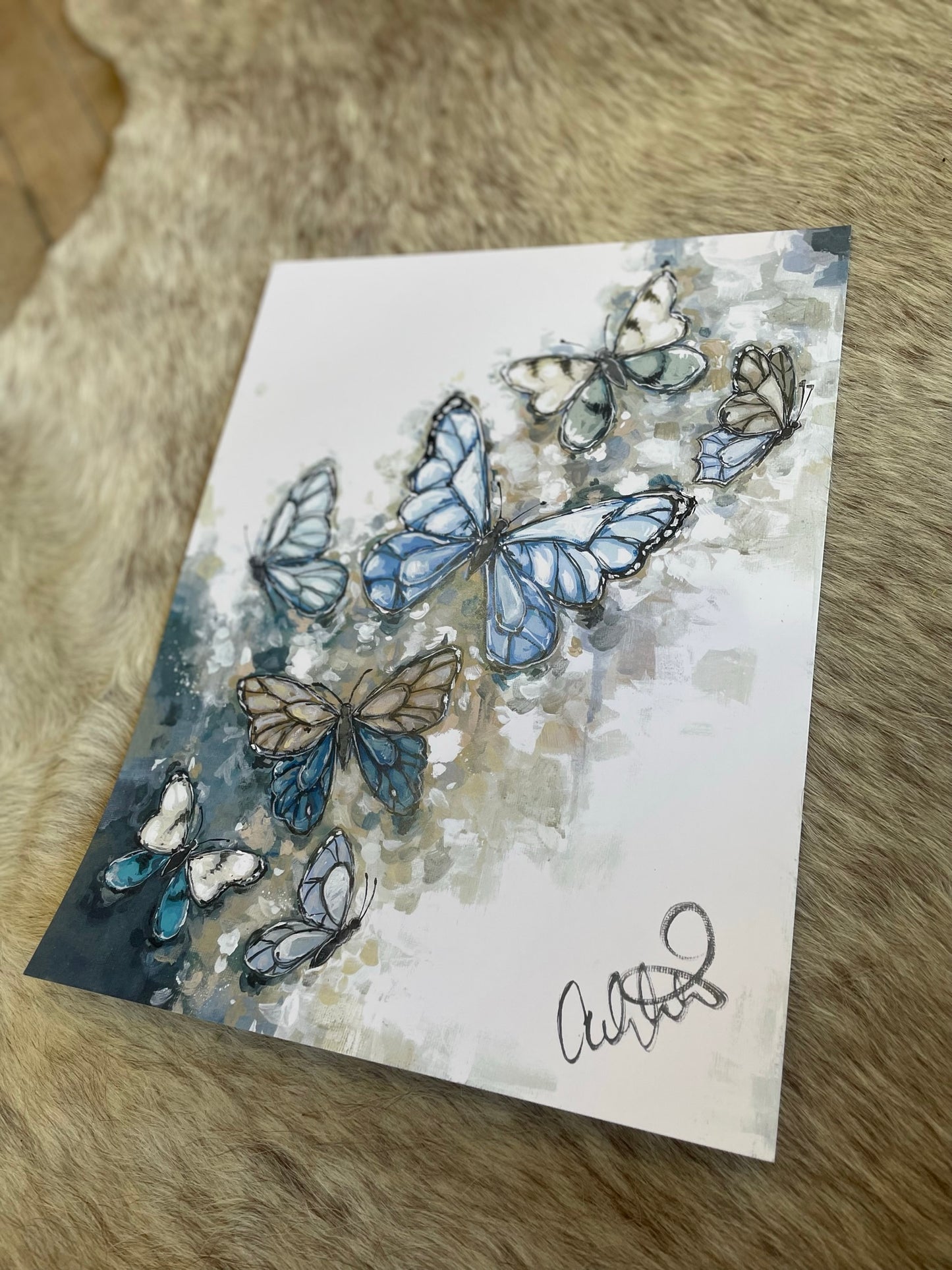 Butterfly Blues Paper Print 11x14