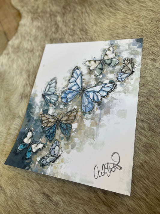 Butterfly Blues Paper Print 11x14