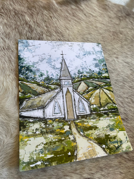 Countryside Church Paper Print 11x14