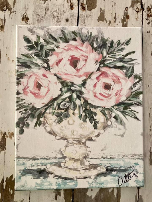 Floral in Milk Glass 8x10