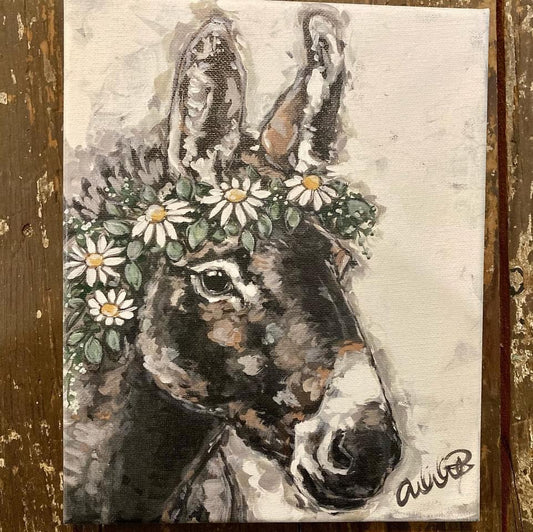 Donkey and Daisies 8x10