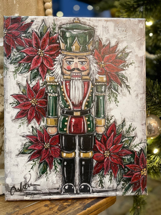 Poinsettia Nutcracker 16x20