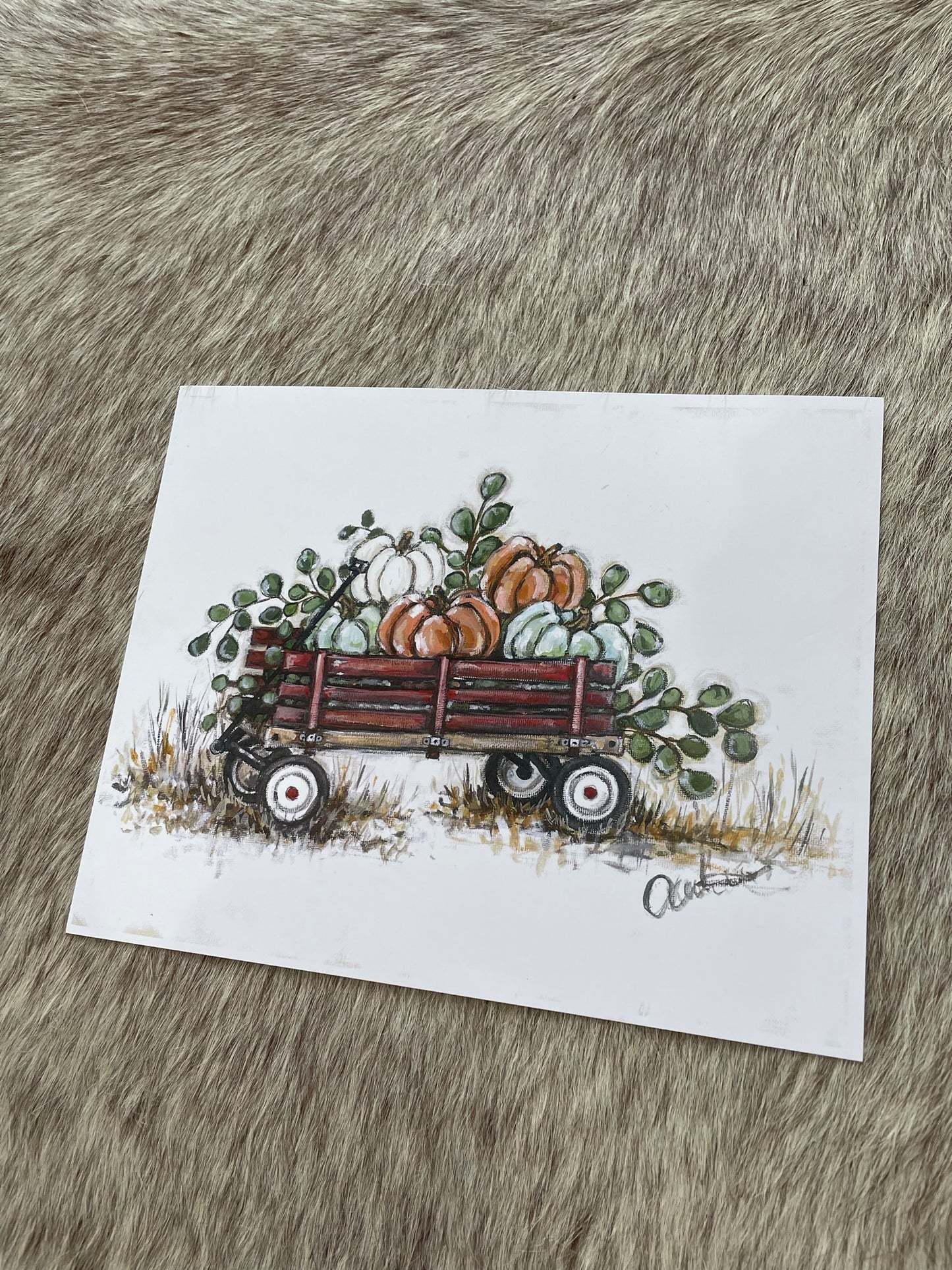 Pumpkin Wagon Paper Print 11x14