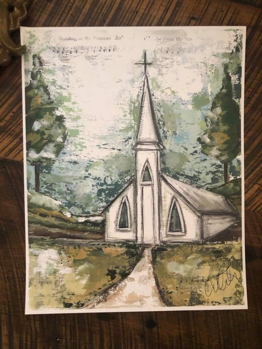 Stained-Glass Church Paper Print 11x14