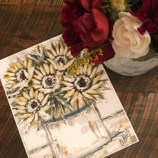 Sunflowers in Crock Paper Print 11x14