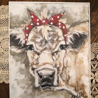 White Bandana Cow Paper Print 11x14