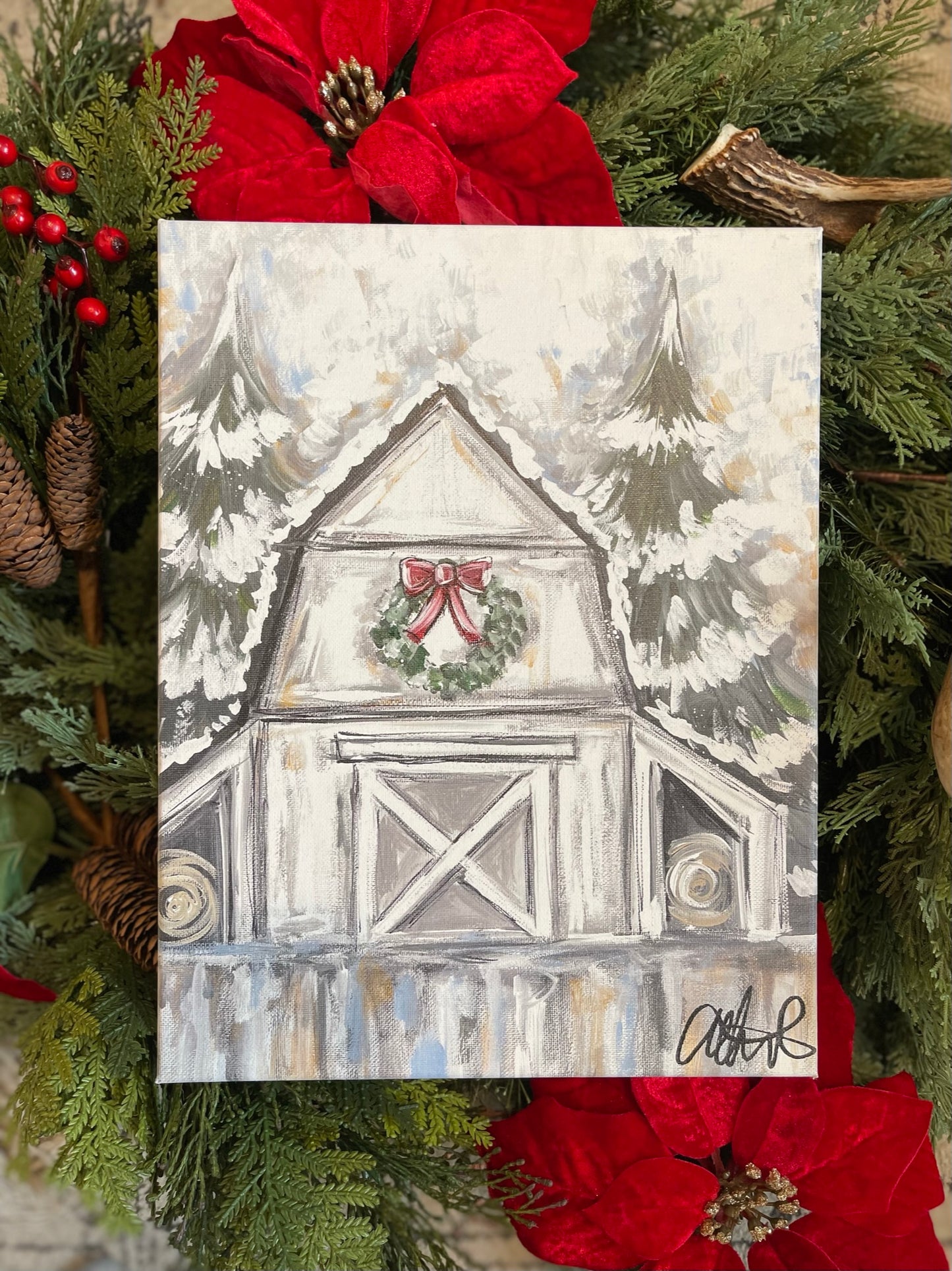 Winter White Barn 16x20