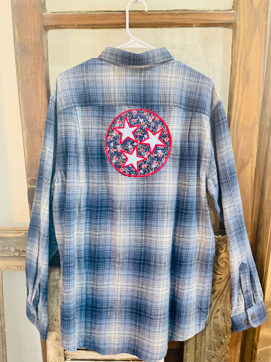 Blue Tri-Star Flannel: Large