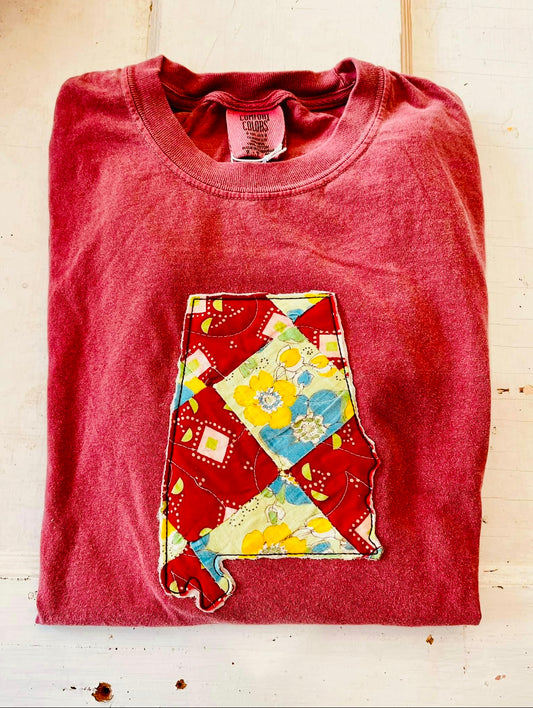 Red AL Quilt Shape Long-Sleeve: Small