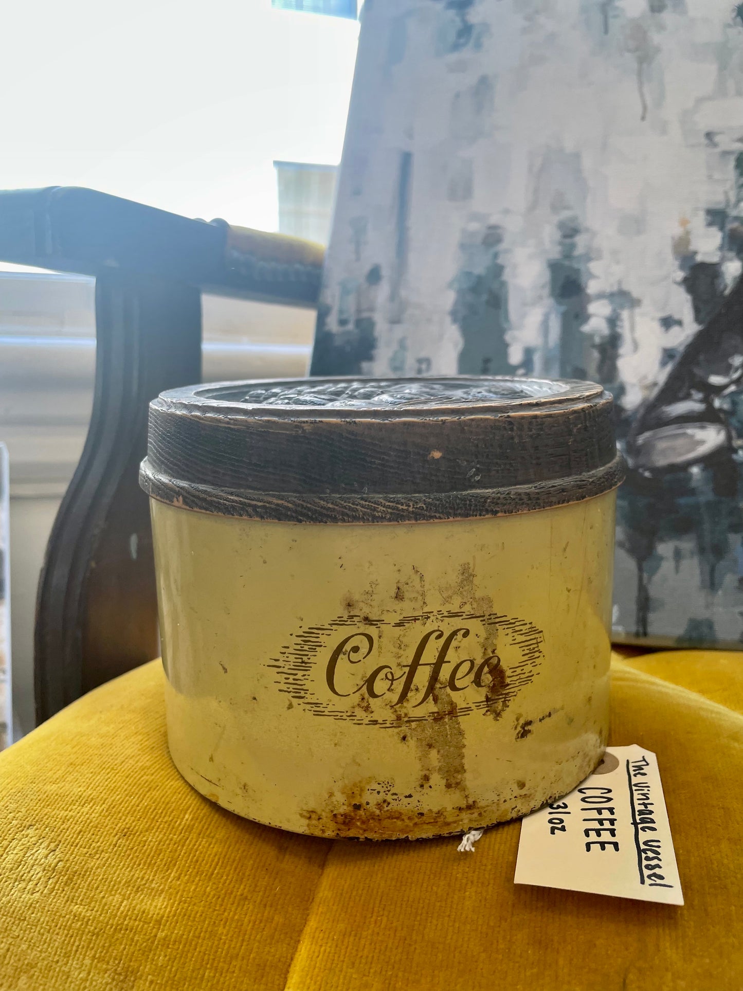 Yellow Vintage Coffee Can